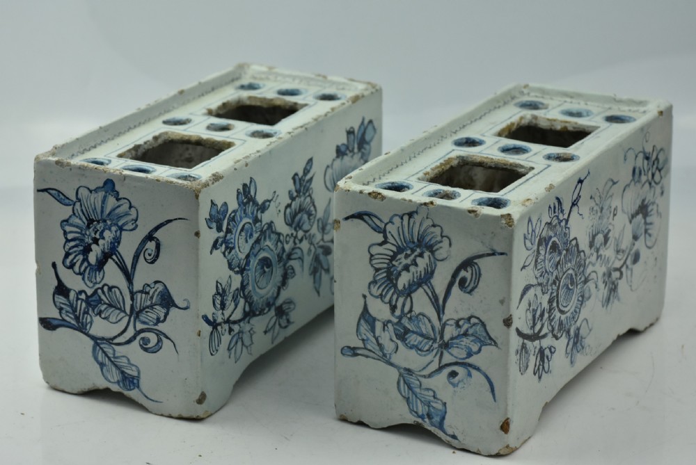 Two 18th Century Delft Tin Glaze Flower Bricks View XI
