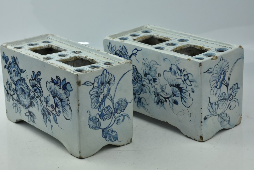 Two 18th Century Delft Tin Glaze Flower Bricks View XII