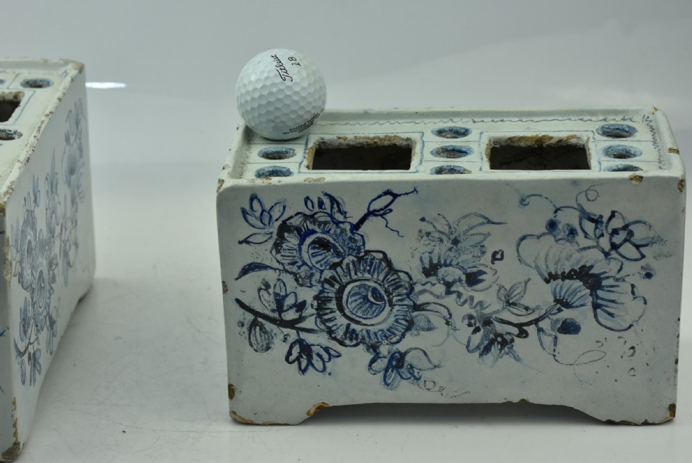 Two 18th Century Delft Tin Glaze Flower Bricks View XIV