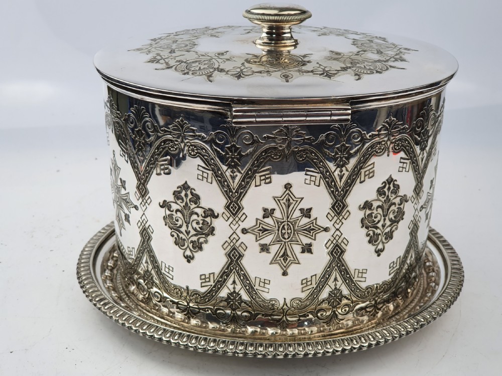 Fine Victorian Silver Plated Oval Biscuit Barrel View III