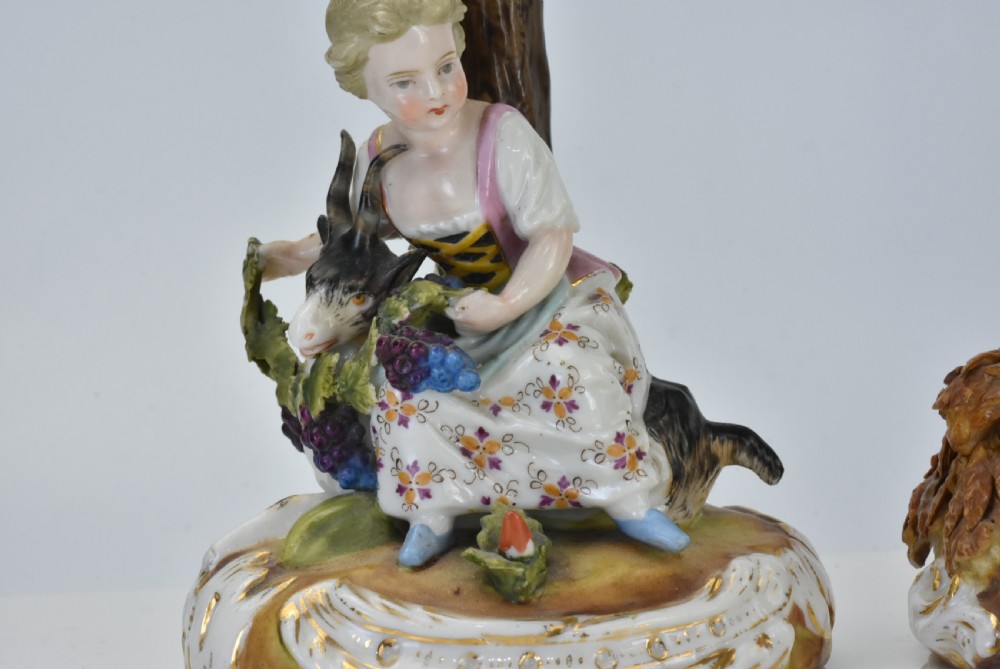 Delightful Pair of Sitzendorf Porcelain Figural Candlesticks c1880 View XII