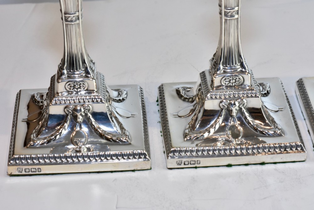  Rare Set of Four Handsome Silver Candlesticks c1900 Hawksworth & Eyre View V
