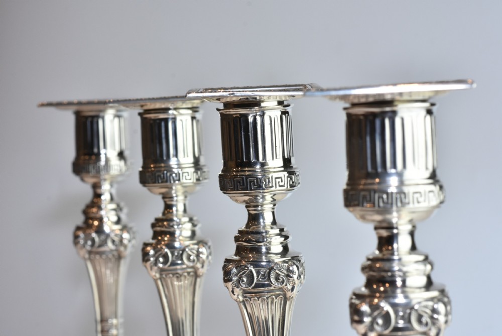  Rare Set of Four Handsome Silver Candlesticks c1900 Hawksworth & Eyre View XIII