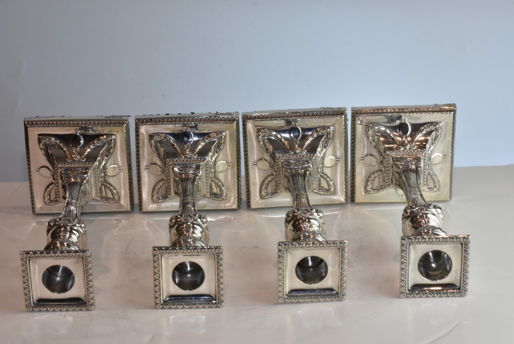  Rare Set of Four Handsome Silver Candlesticks c1900 Hawksworth & Eyre View XVIII