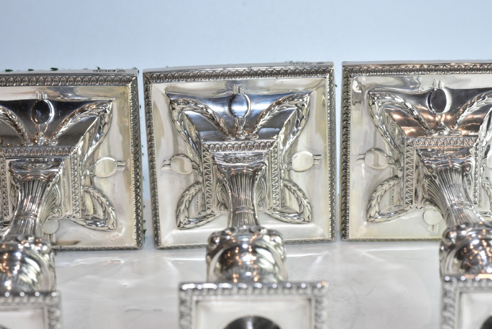  Rare Set of Four Handsome Silver Candlesticks c1900 Hawksworth & Eyre View XX