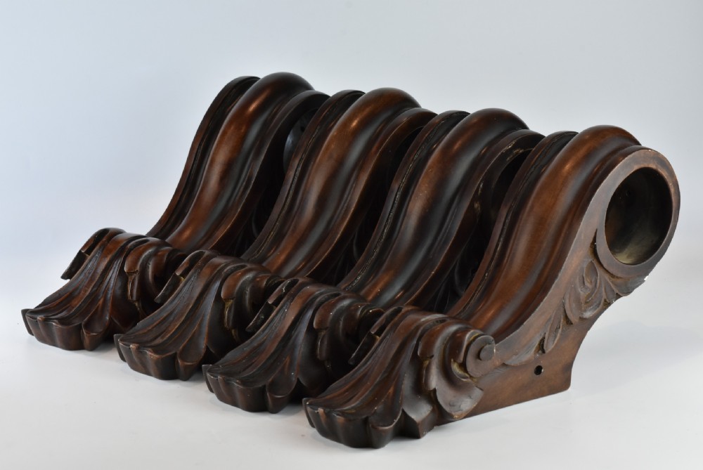 Exceptional Antique Set of 4 x Large Curtain Rail Brackets