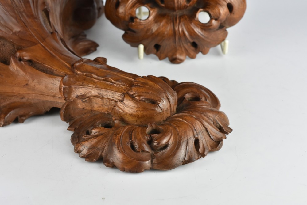 Stunning Carved 19thc Pair Carved Wooden Shelf Brackets View VII