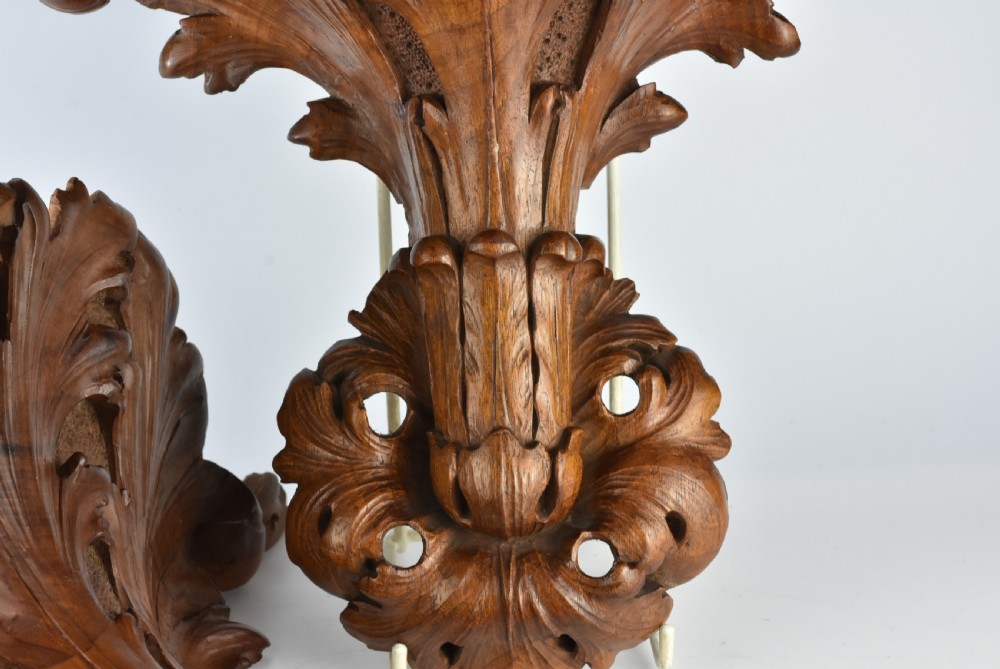 Stunning Carved 19thc Pair Carved Wooden Shelf Brackets View IX