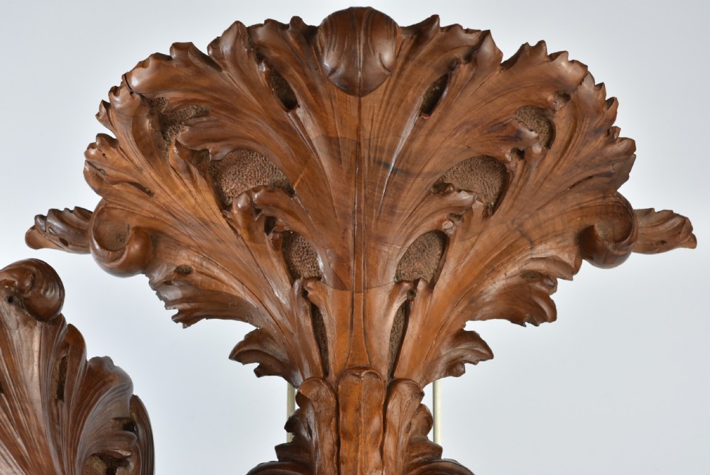 Stunning Carved 19thc Pair Carved Wooden Shelf Brackets View X