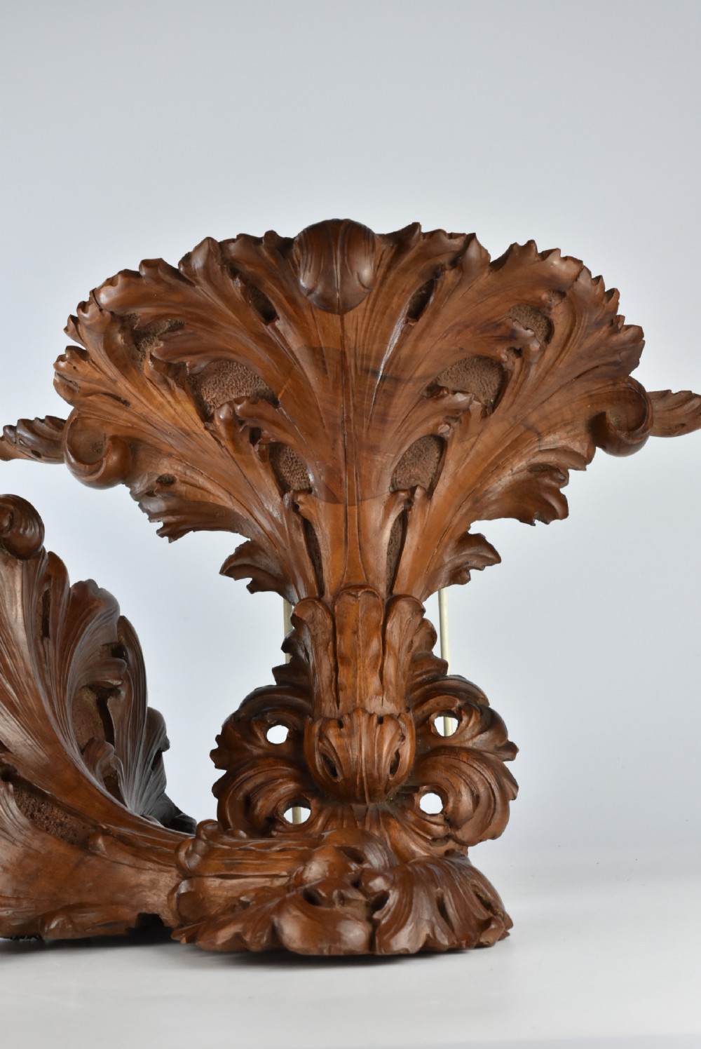 Stunning Carved 19thc Pair Carved Wooden Shelf Brackets View XI