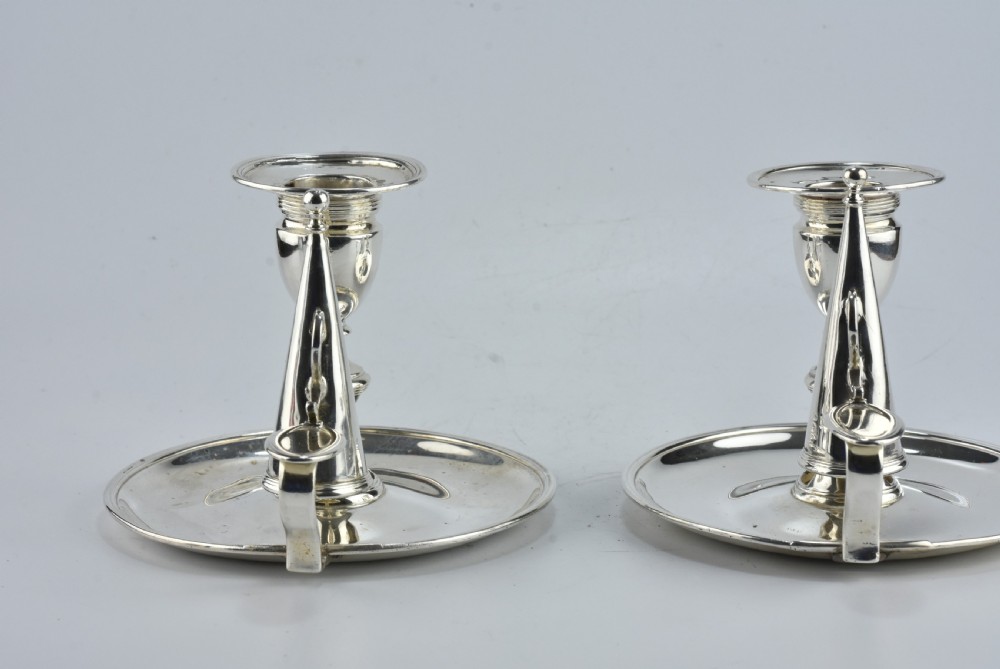 Fine Rare Matching Pair of of John Emes George III Sterling Silver Chamber Sticks 1807 View IV