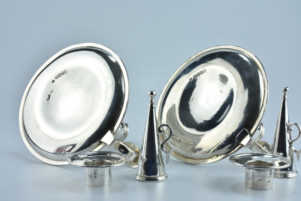 Fine Rare Matching Pair of of John Emes George III Sterling Silver Chamber Sticks 1807 View XII
