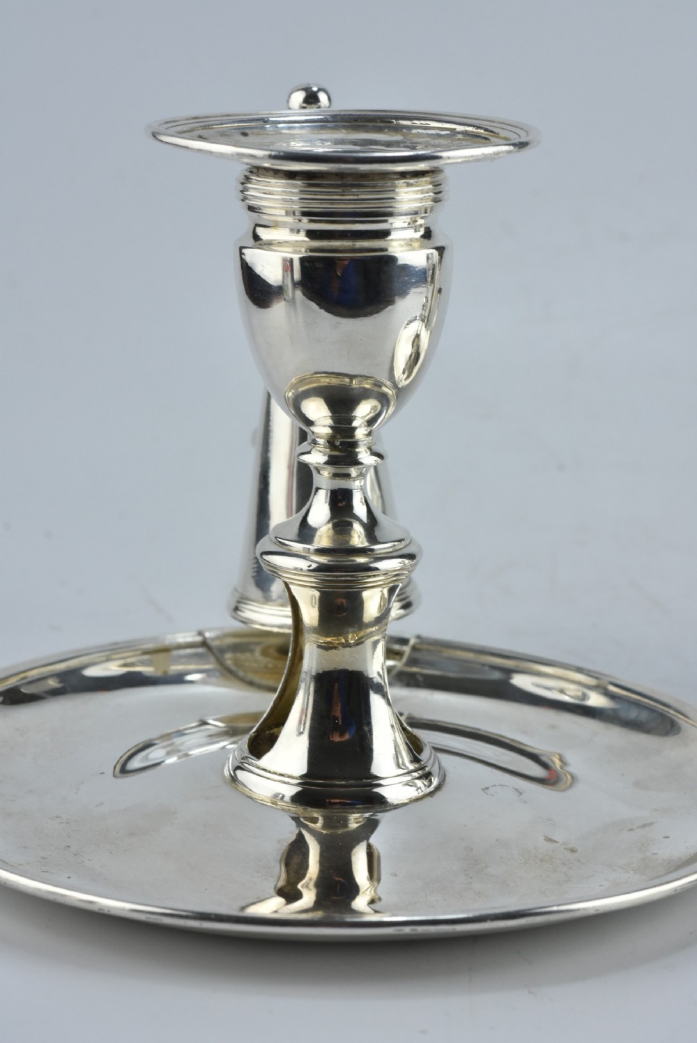Fine Rare Matching Pair of of John Emes George III Sterling Silver Chamber Sticks 1807 View XV