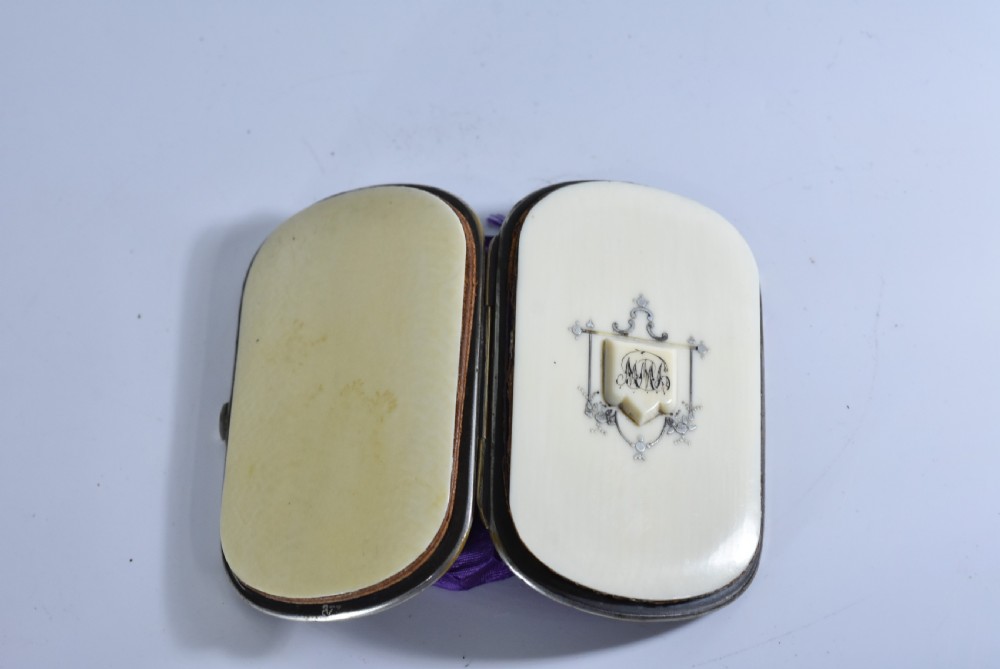 19thc Ivory & Pique Silver Inlay Purse View II