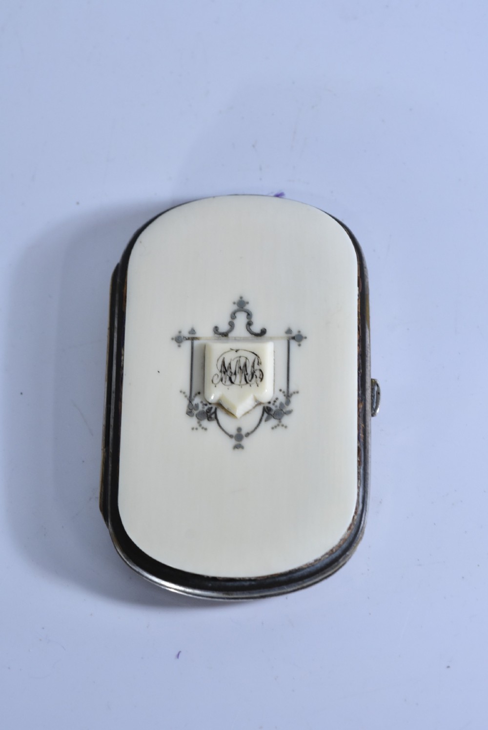 19thc Ivory & Pique Silver Inlay Purse View V
