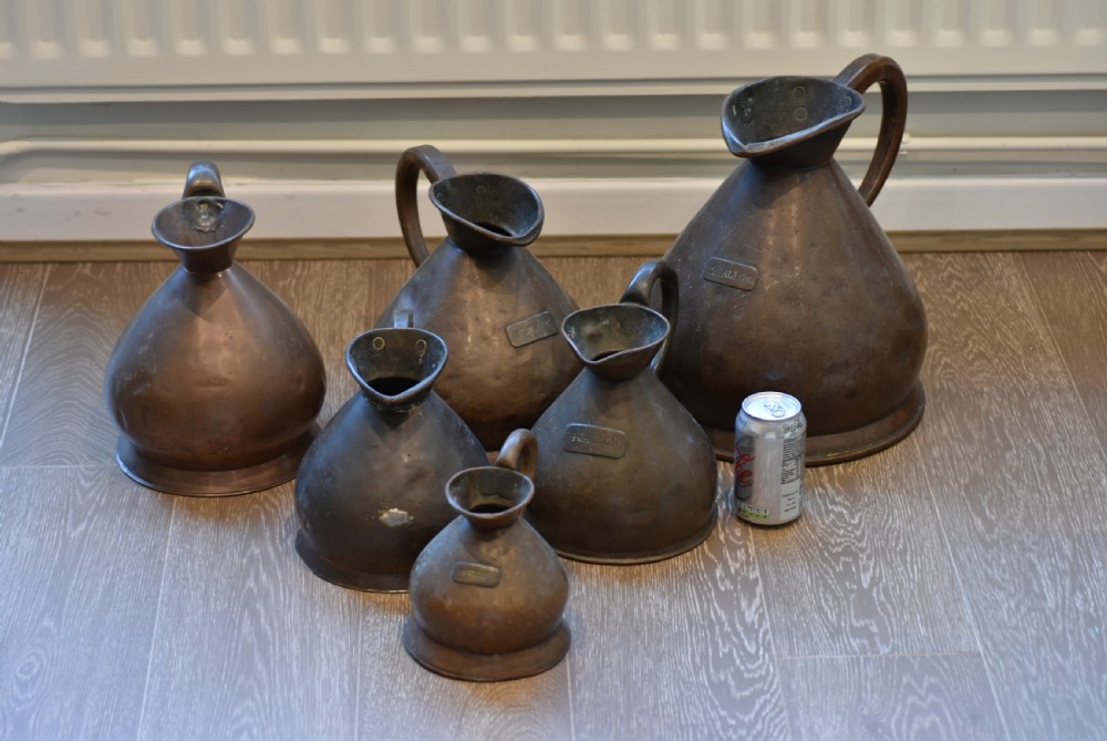 Fine Victorian Group of 6 x Graduated Copper Measures View IV