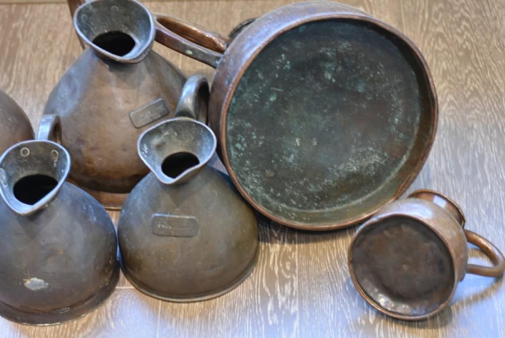 Fine Victorian Group of 6 x Graduated Copper Measures View VI