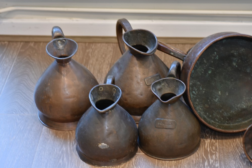 Fine Victorian Group of 6 x Graduated Copper Measures View VIII
