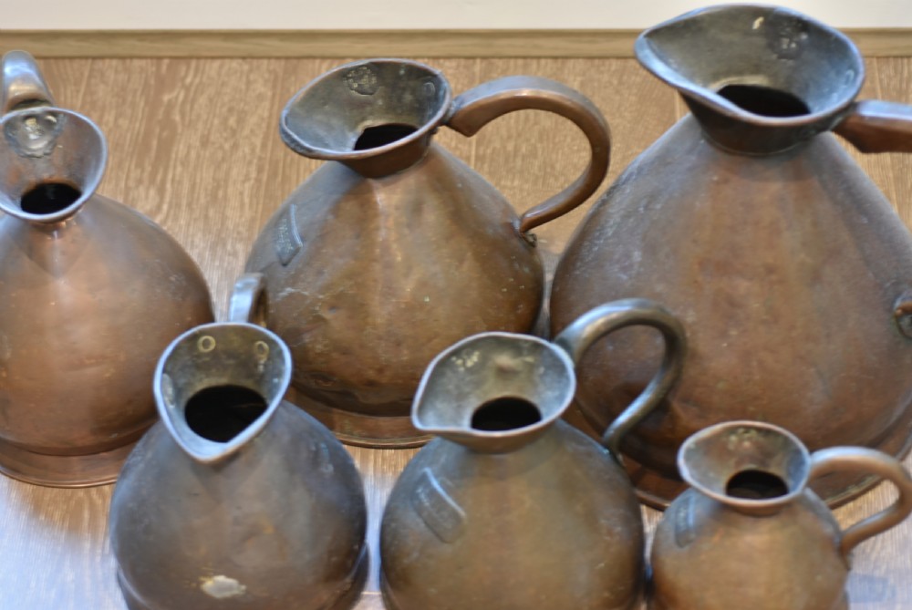 Fine Victorian Group of 6 x Graduated Copper Measures View XI