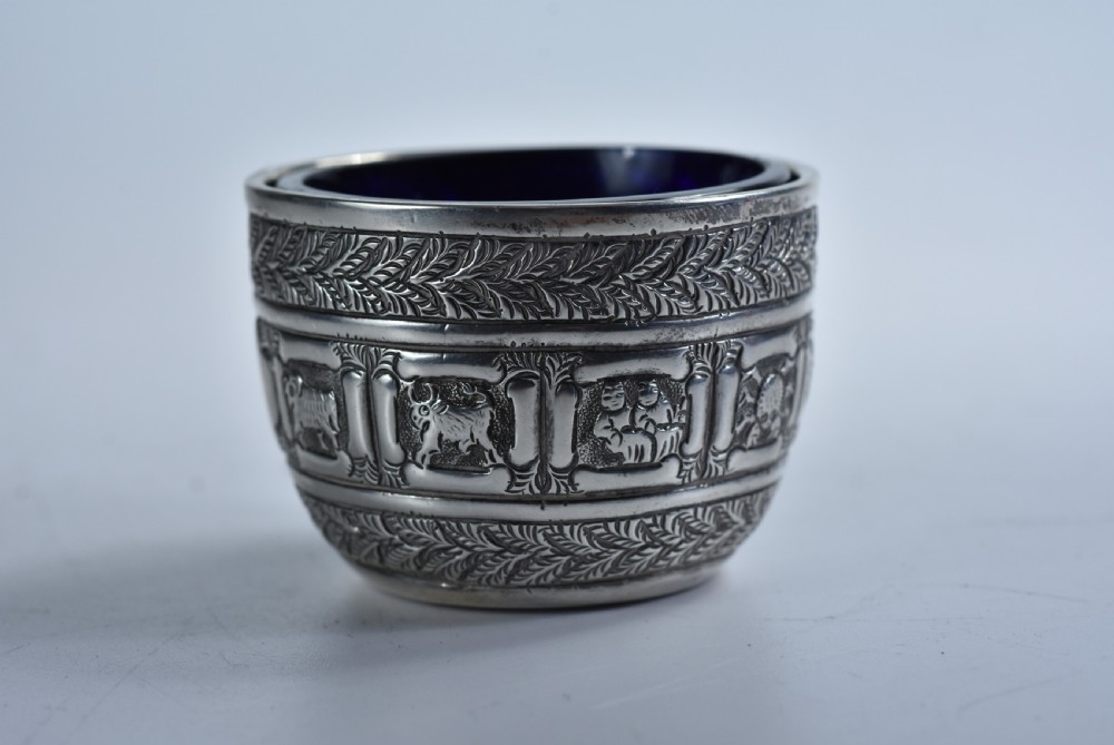 Rare Victorian Charles Stuart Harris Sterling Silver Salt  Lon 1886 - signs of the Zodiac 