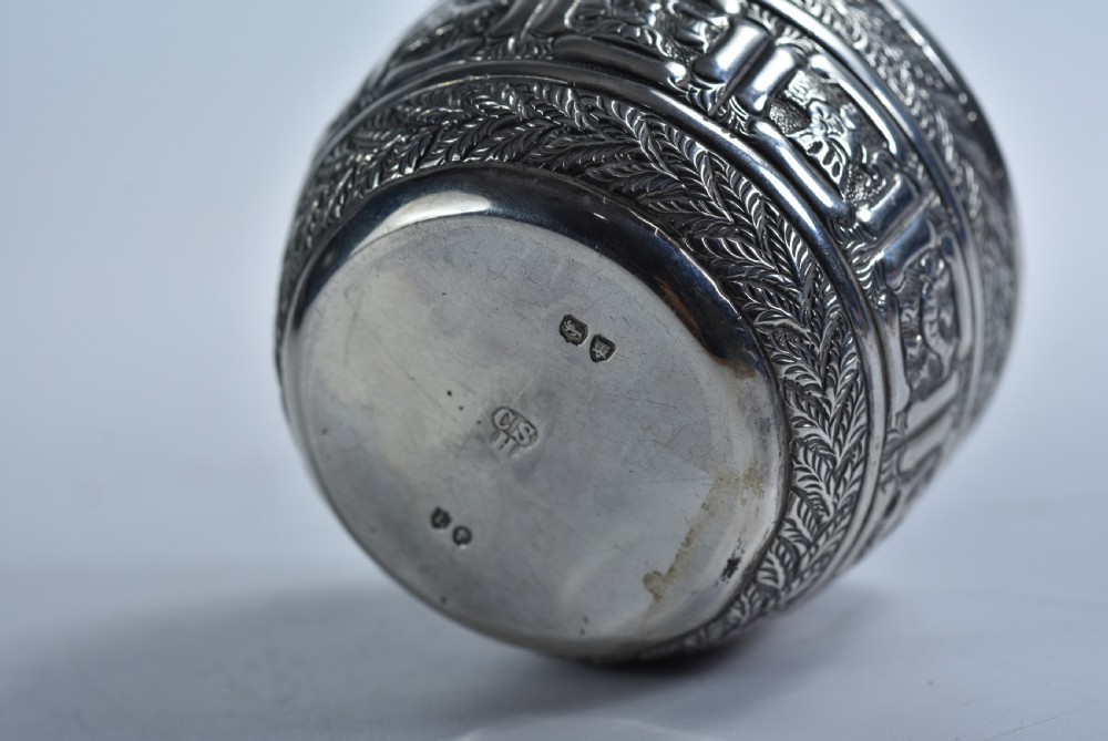 Rare Victorian Charles Stuart Harris Sterling Silver Salt  Lon 1886 - signs of the Zodiac  View IV