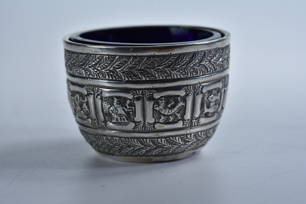Rare Victorian Charles Stuart Harris Sterling Silver Salt  Lon 1886 - signs of the Zodiac  View V