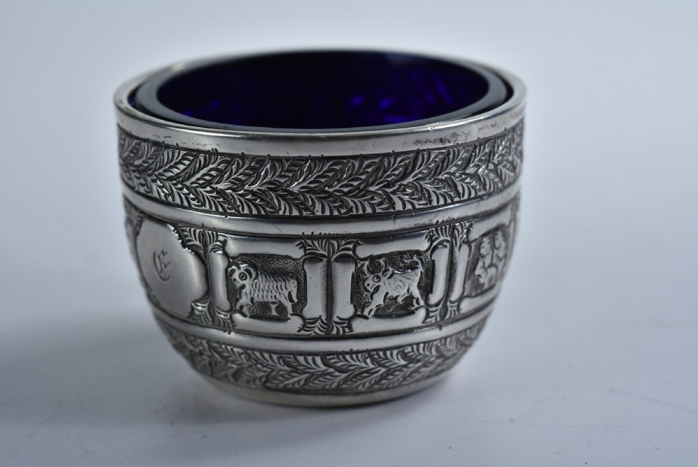 Rare Victorian Charles Stuart Harris Sterling Silver Salt  Lon 1886 - signs of the Zodiac  View VI