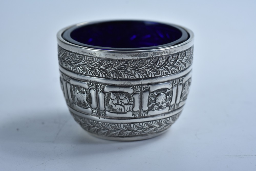 Rare Victorian Charles Stuart Harris Sterling Silver Salt  Lon 1886 - signs of the Zodiac  View XV