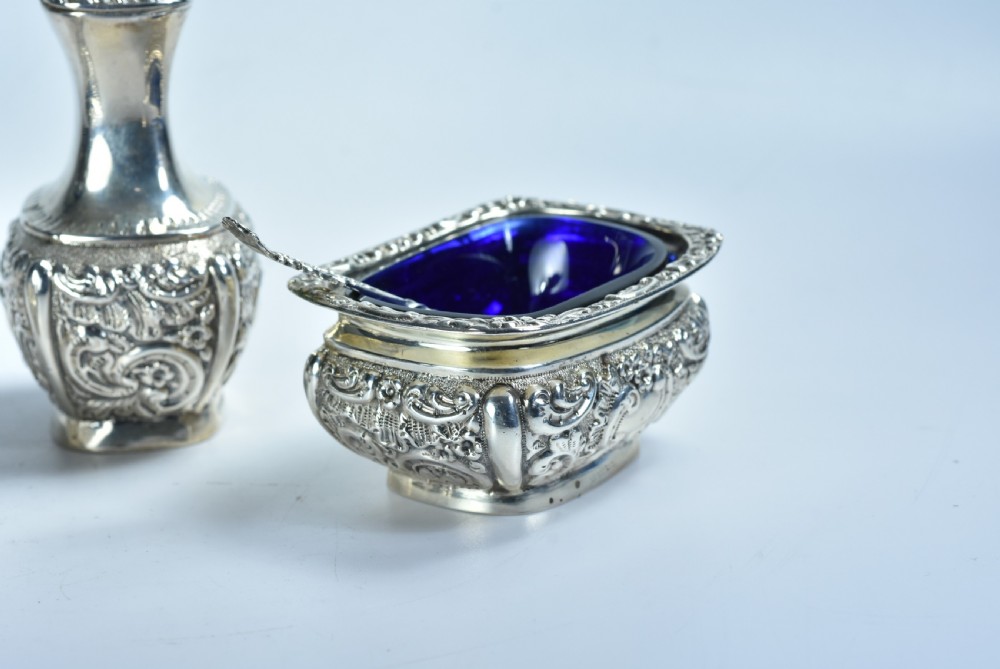 Fine Rare Silver Cruet Set c1902 Chester - Colen Hewer Cheshire View VII