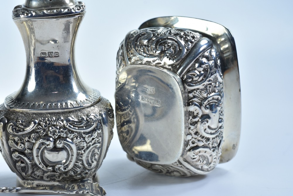 Fine Rare Silver Cruet Set c1902 Chester - Colen Hewer Cheshire View X