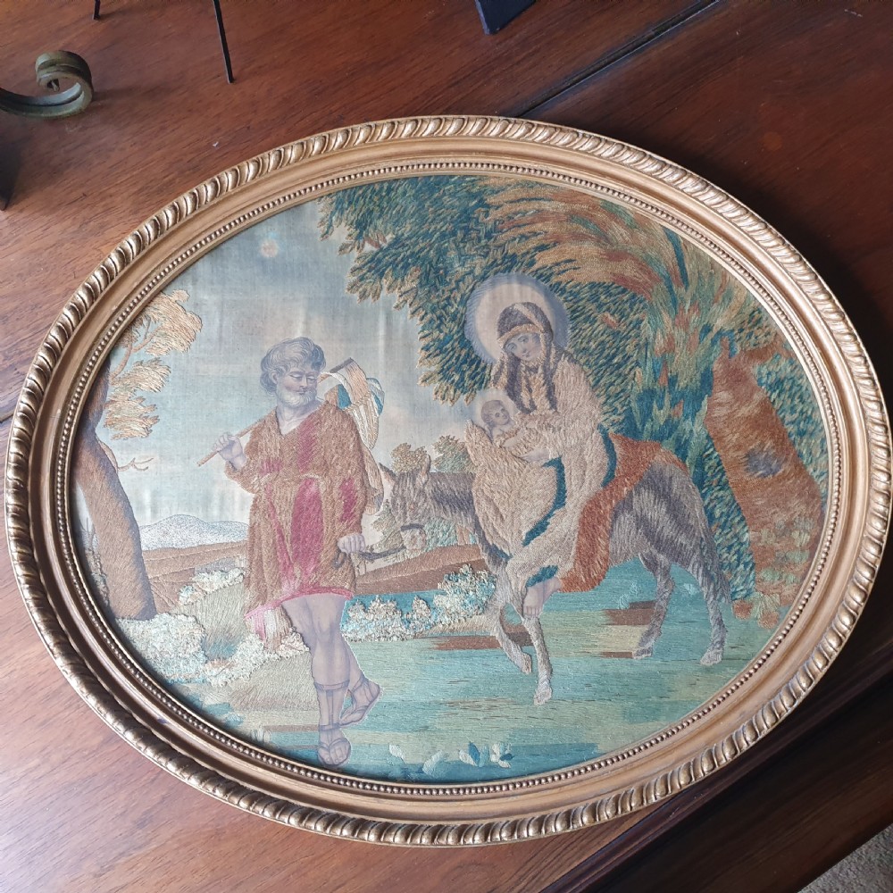 Exquisite Pair of Georgian Antique Silk-work Embroideries  View VII