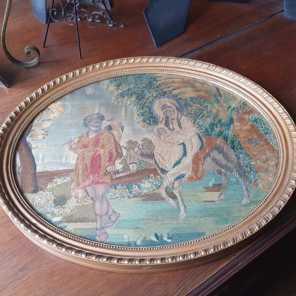 Exquisite Pair of Georgian Antique Silk-work Embroideries  View X