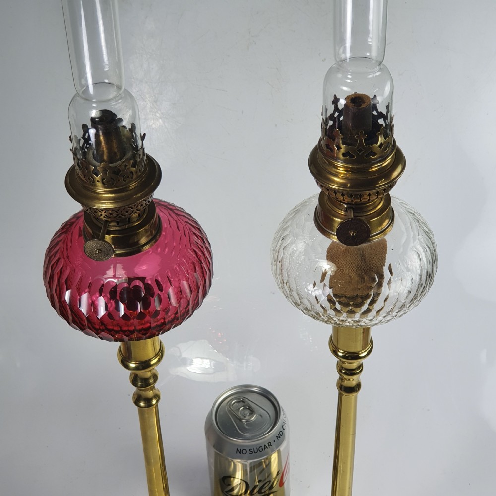 Stunning Pair Late Victorian Oil Lamps c1890 View X