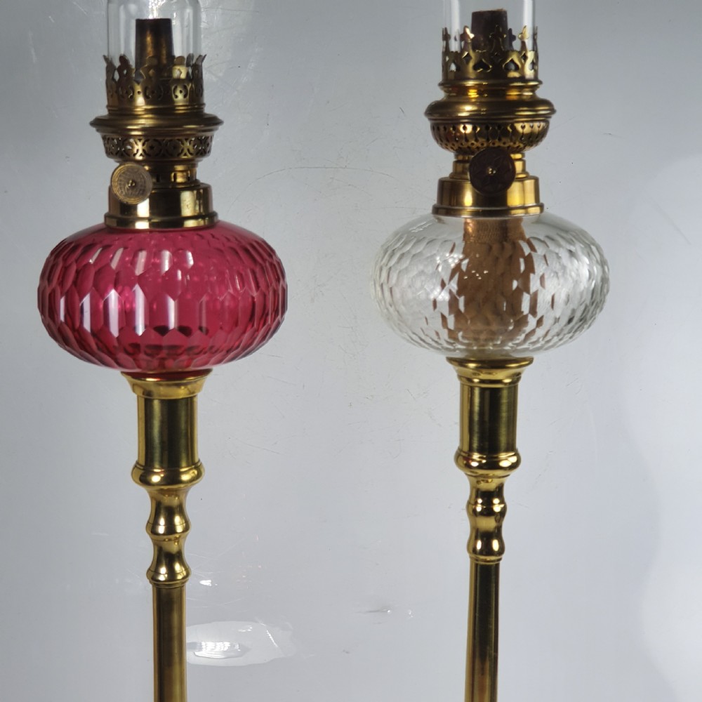 Stunning Pair Late Victorian Oil Lamps c1890 View XV