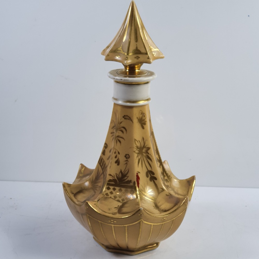Rare  Large Pagoda Shape Porcelain Scent Bottle c1870