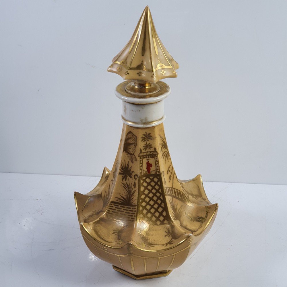 Rare  Large Pagoda Shape Porcelain Scent Bottle c1870 View III