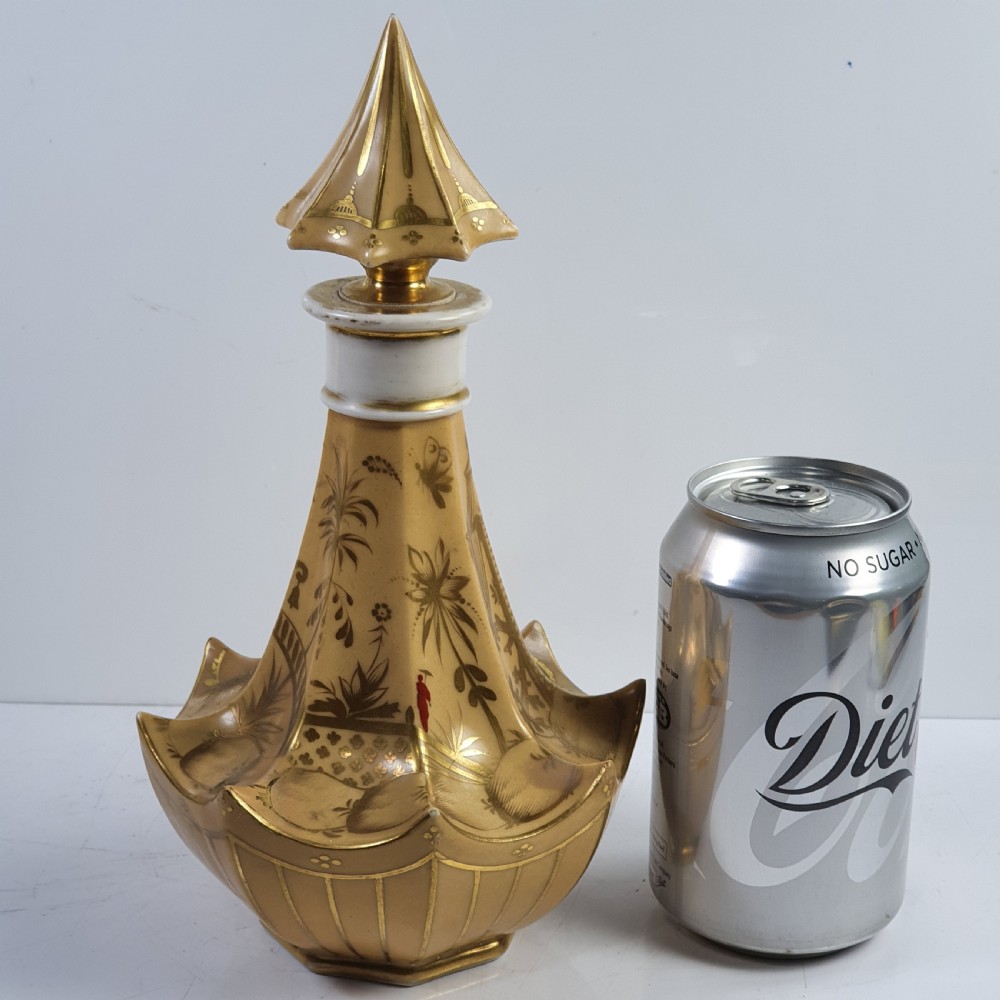 Rare  Large Pagoda Shape Porcelain Scent Bottle c1870 View IV