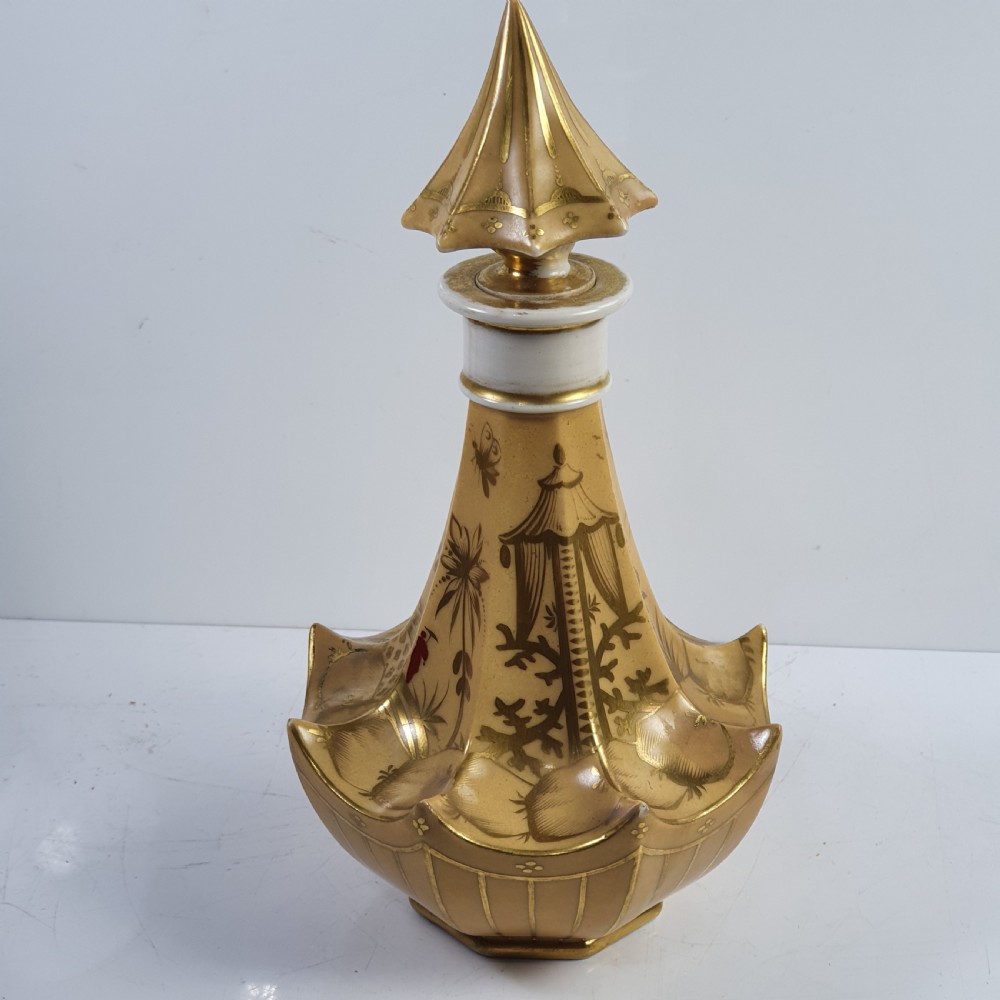 Rare  Large Pagoda Shape Porcelain Scent Bottle c1870 View V