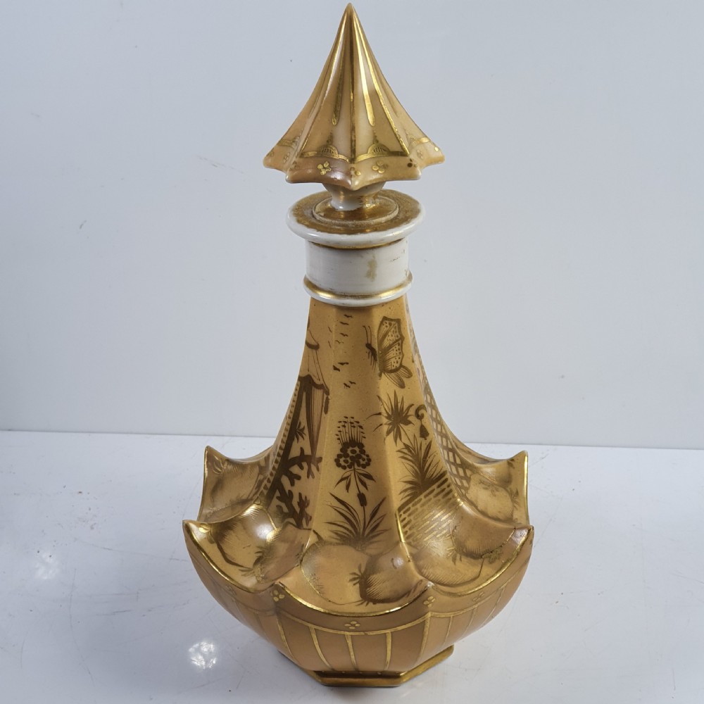 Rare  Large Pagoda Shape Porcelain Scent Bottle c1870 View VI