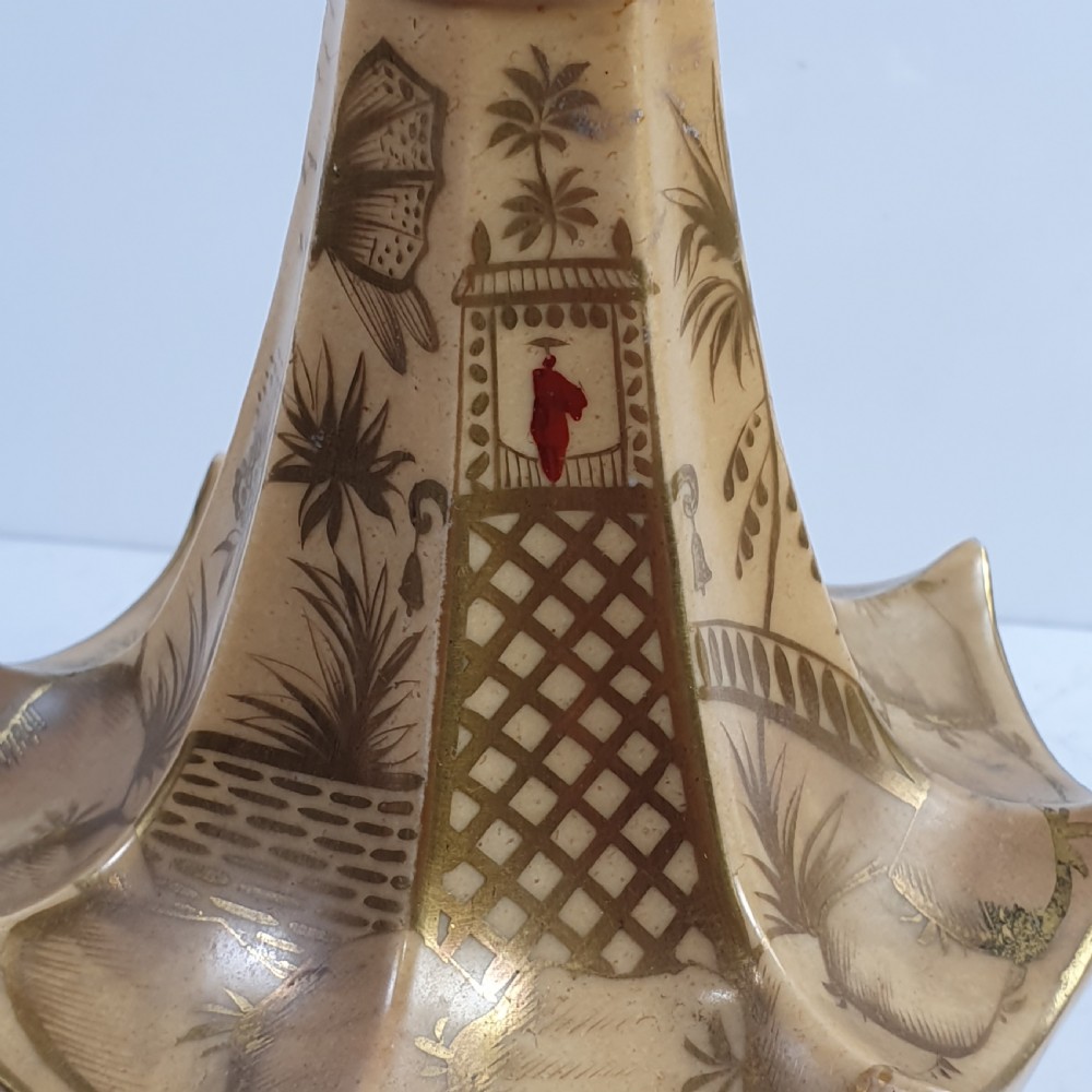 Rare  Large Pagoda Shape Porcelain Scent Bottle c1870 View IX