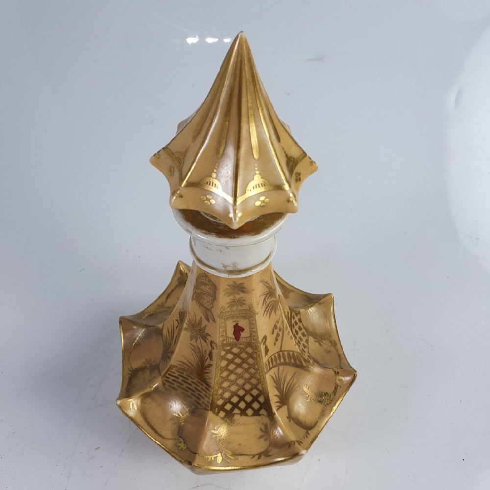 Rare  Large Pagoda Shape Porcelain Scent Bottle c1870 View XV