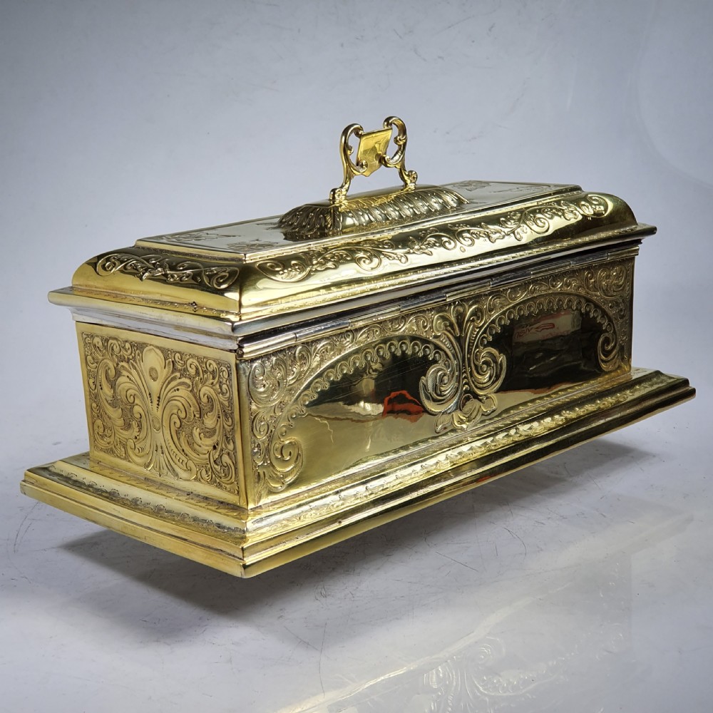 Exceptional Quality Large Silver Gilt Freedom Casket 67ozs Sheff 1906 View V