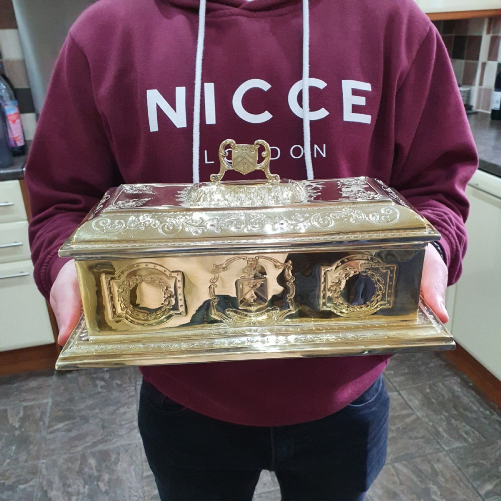 Exceptional Quality Large Silver Gilt Freedom Casket 67ozs Sheff 1906 View II