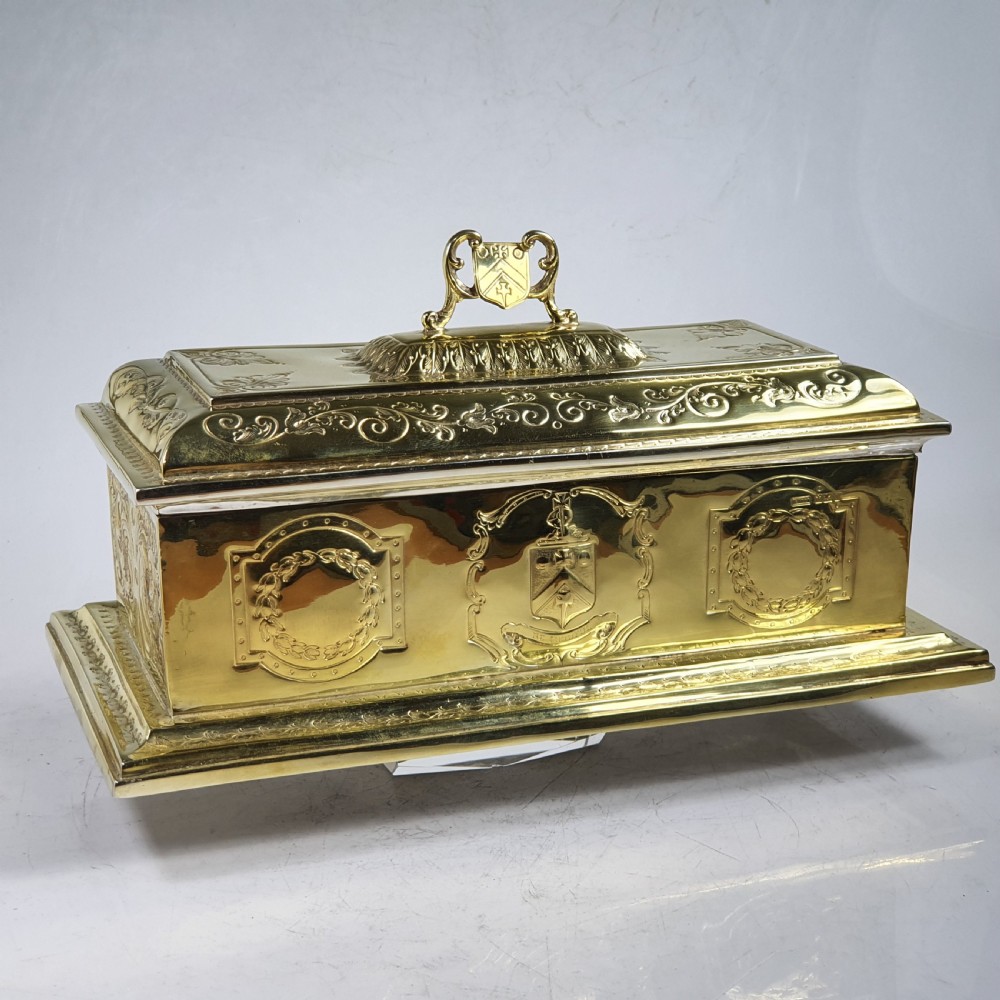 Exceptional Quality Large Silver Gilt Freedom Casket 67ozs Sheff 1906
