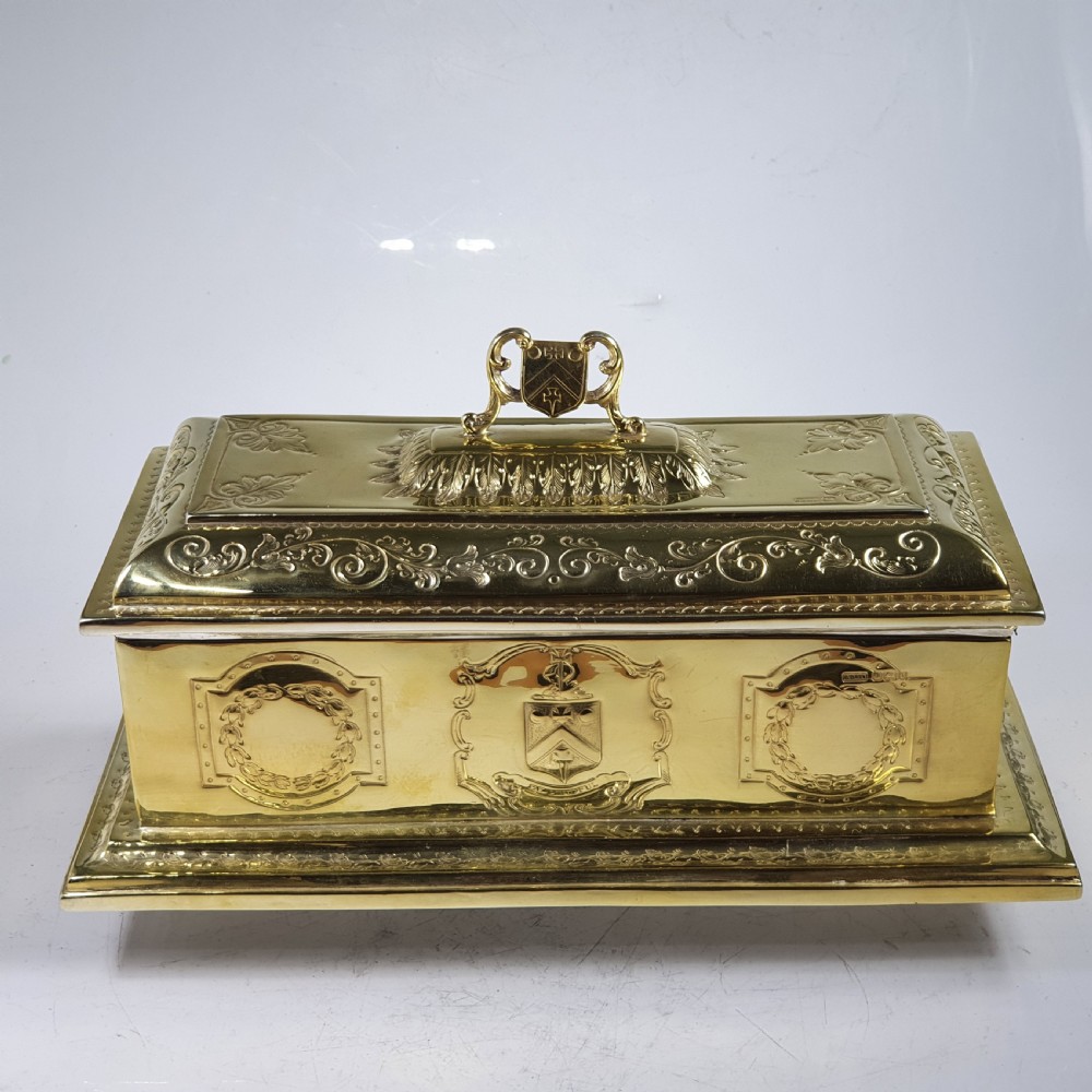 Exceptional Quality Large Silver Gilt Freedom Casket 67ozs Sheff 1906 View VI