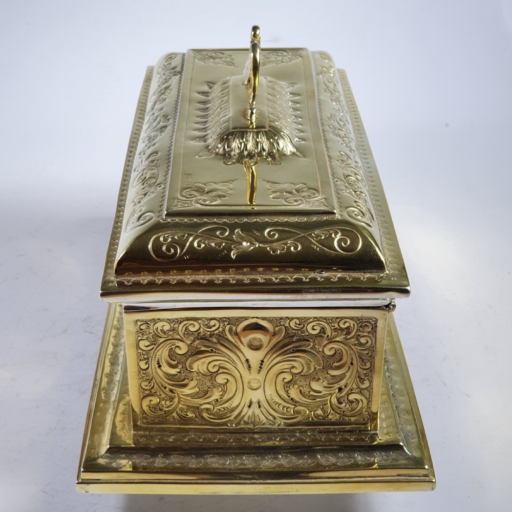 Exceptional Quality Large Silver Gilt Freedom Casket 67ozs Sheff 1906 View IX