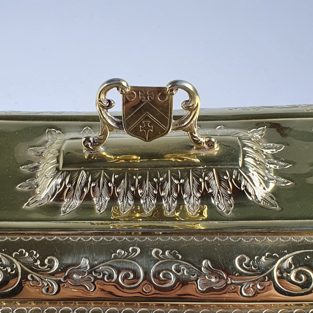 Exceptional Quality Large Silver Gilt Freedom Casket 67ozs Sheff 1906 View XIII
