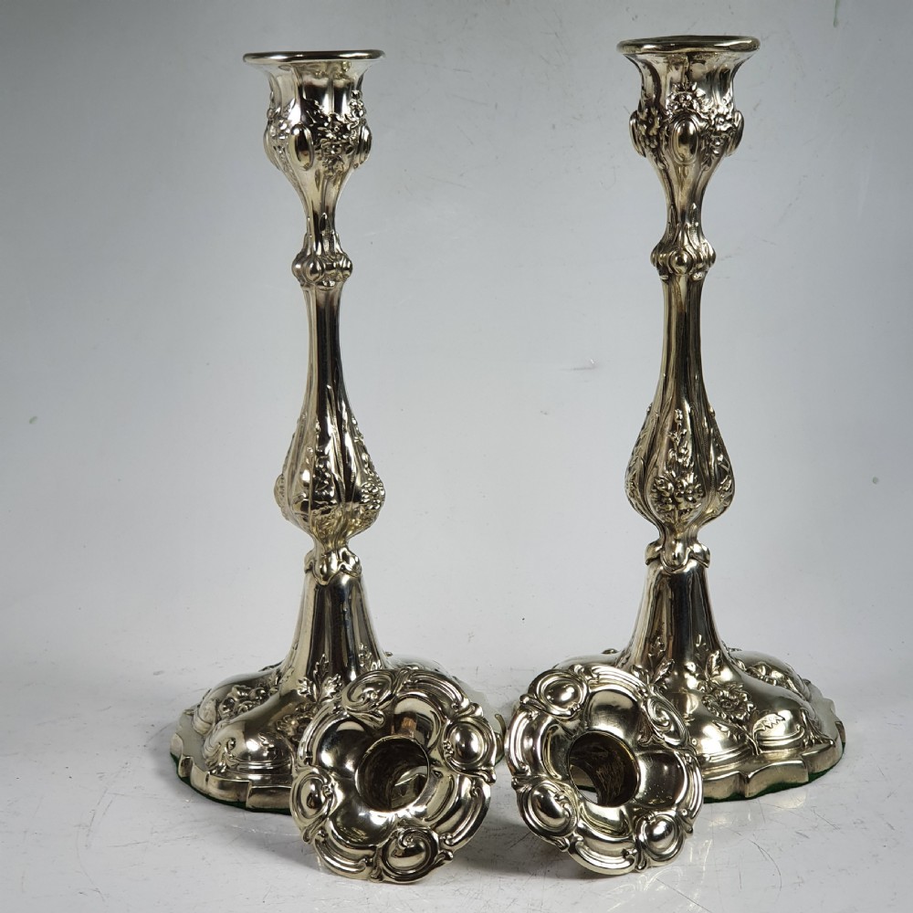 Exceptional Pair of 19thc SP Candlesticks View X