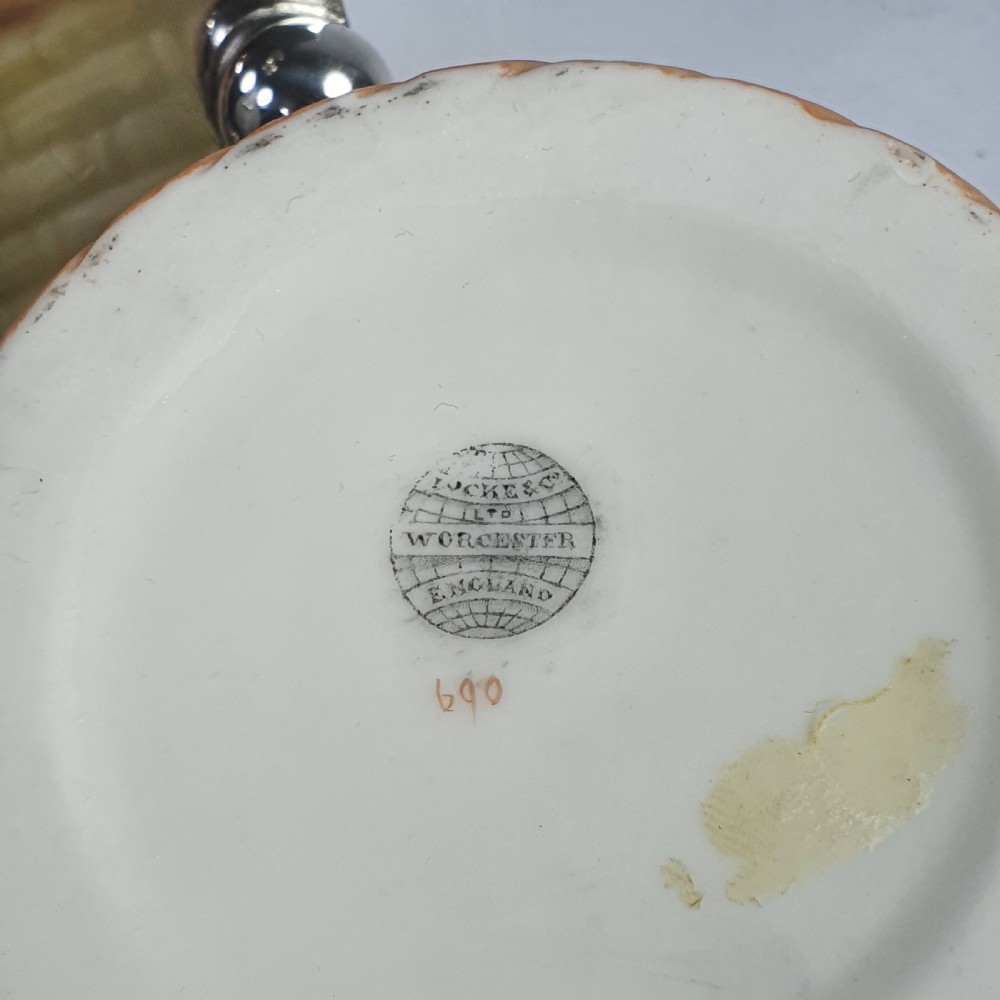 Locke & Co Worcester Blush Honey Pot with SP Base and Mounts c1900 View VII