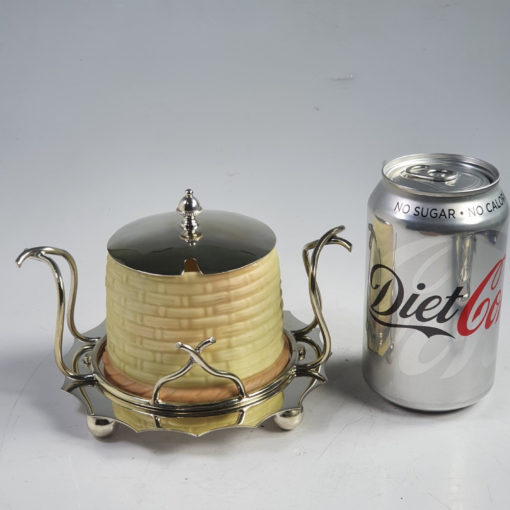 Locke & Co Worcester Blush Honey Pot with SP Base and Mounts c1900 View XIV